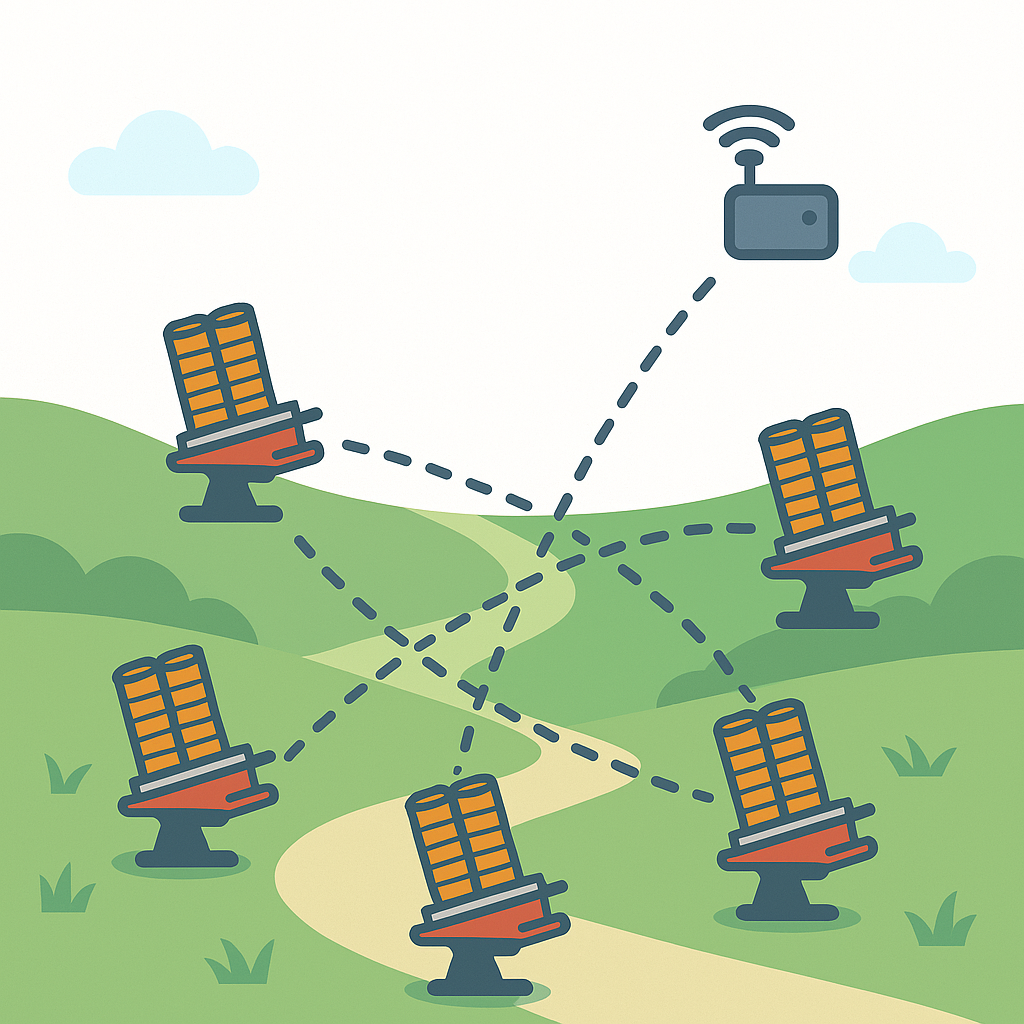 Illustration showing connected traps monitored across a course